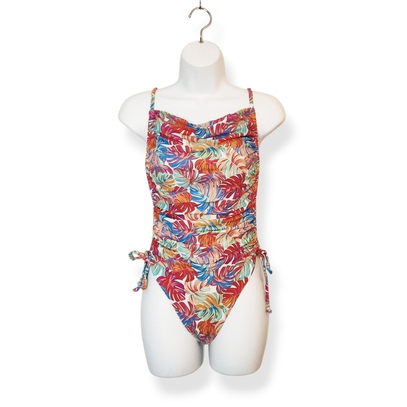 ZOEW Women's Tropical Colorful Print One Piece Bathing Suit Swimsuit Size Small